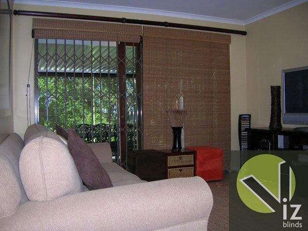 Bamboo blinds in large lounge
